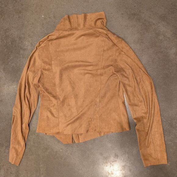 MOD REF Faux Suede Jacket Size Small Drape Moto Jacket Asymmetric Cropped - Picture 3 of 6